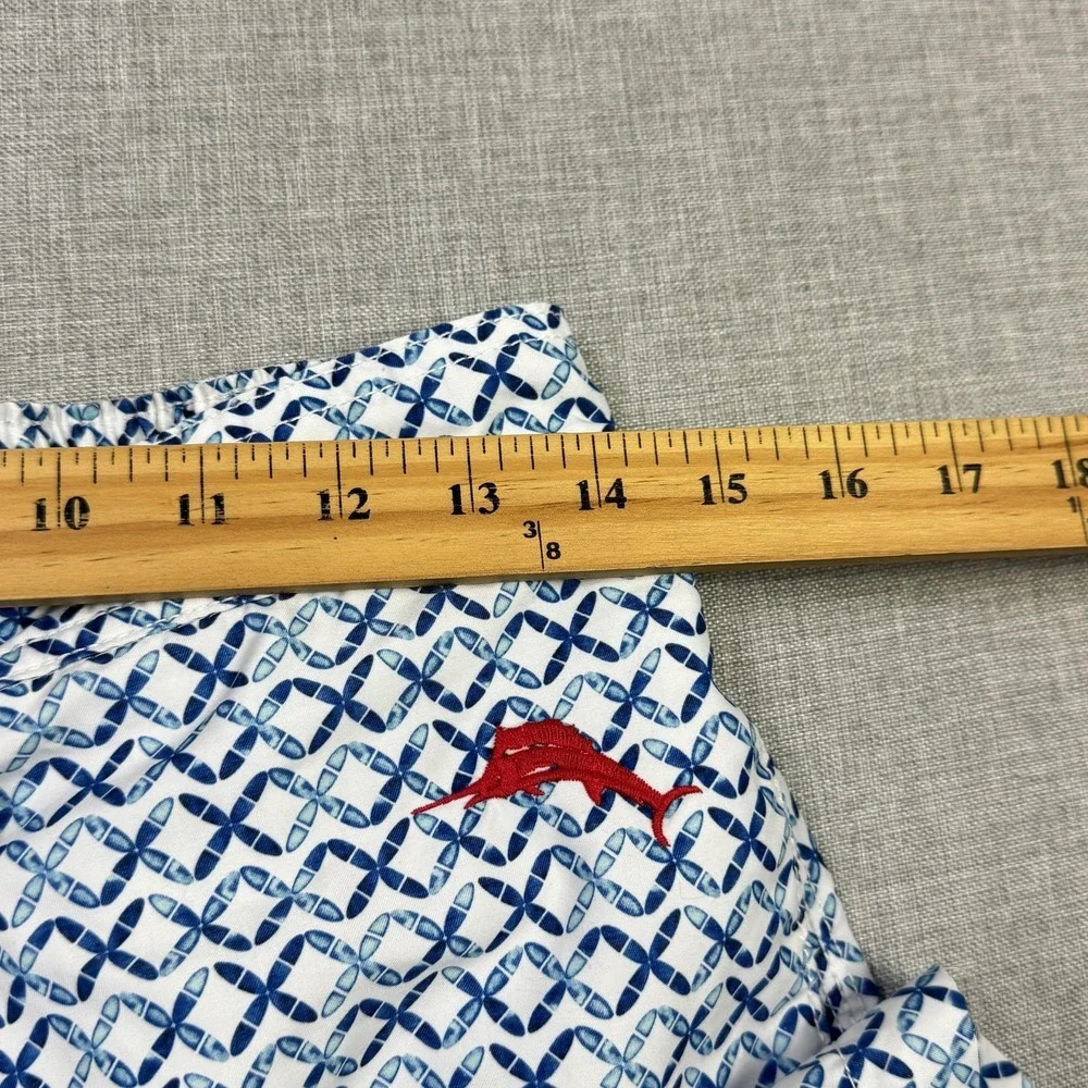 Tommy Bahama Swim Trunks Shorts Mens Small White‎ Geometric Lined Drawstring